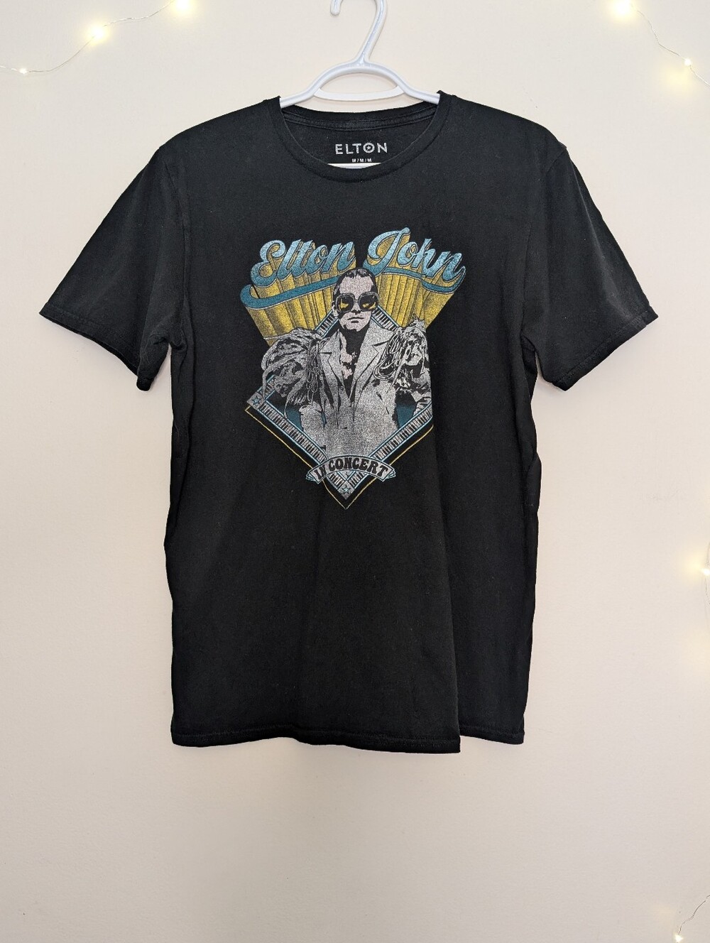 Elton John Black Graphic Concert Band Tee Black Size Medium